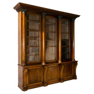 Very Large Mahogany Library with Bronze Corinthian Columns, France 19th ...