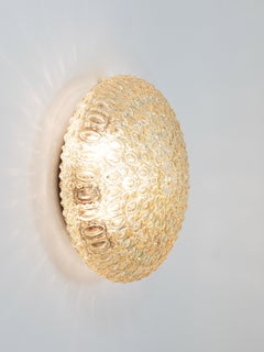 Very Large Limburg Amber Bubble Glass Flush Mount or Sconce, Germany, 1960s