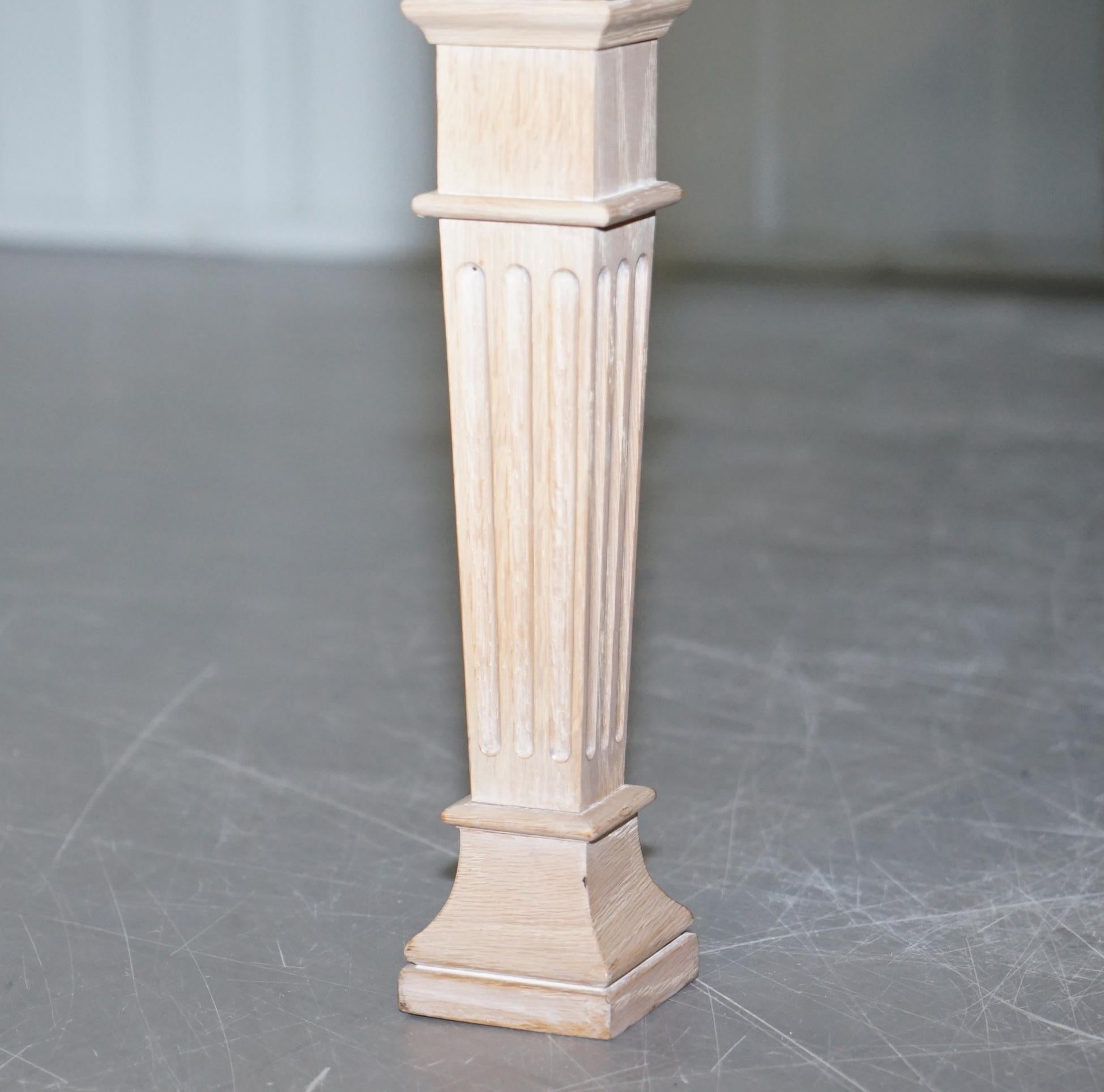 Very Large Limed Oak Coffee of Cocktail Table Wide Carved Pillared Legs For Sale 1