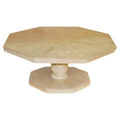 Mesa de comedor hexagonal muy grande de roble encalado con 8 asientos Preciosa madera maciza patinada