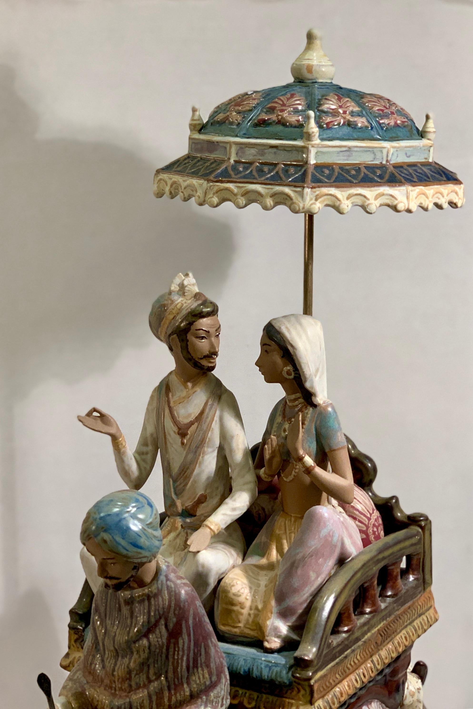 Fin du 20e siècle Très grande sculpture restaurée Lladro Gres Road to Mandalay, édition limitée, 1988 en vente