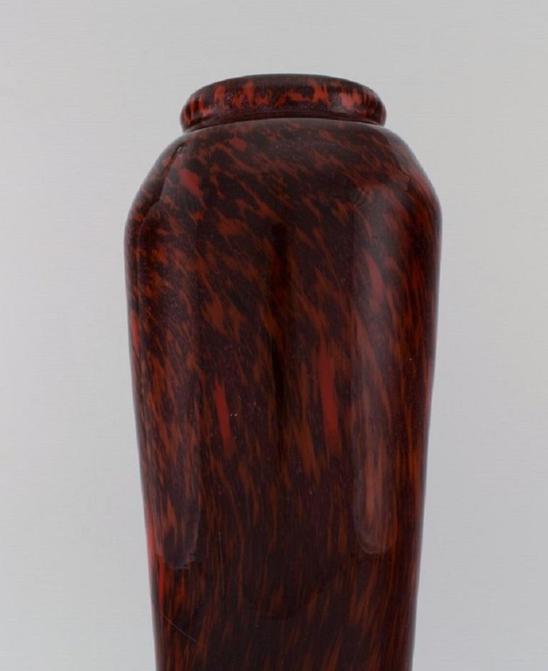 Early 20th Century Very Large Lorrain Art Deco Vase in Red Mouth Blown Art Glass, France For Sale