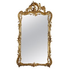 Très grand miroir de style Louis XV avec décoration en rocaille