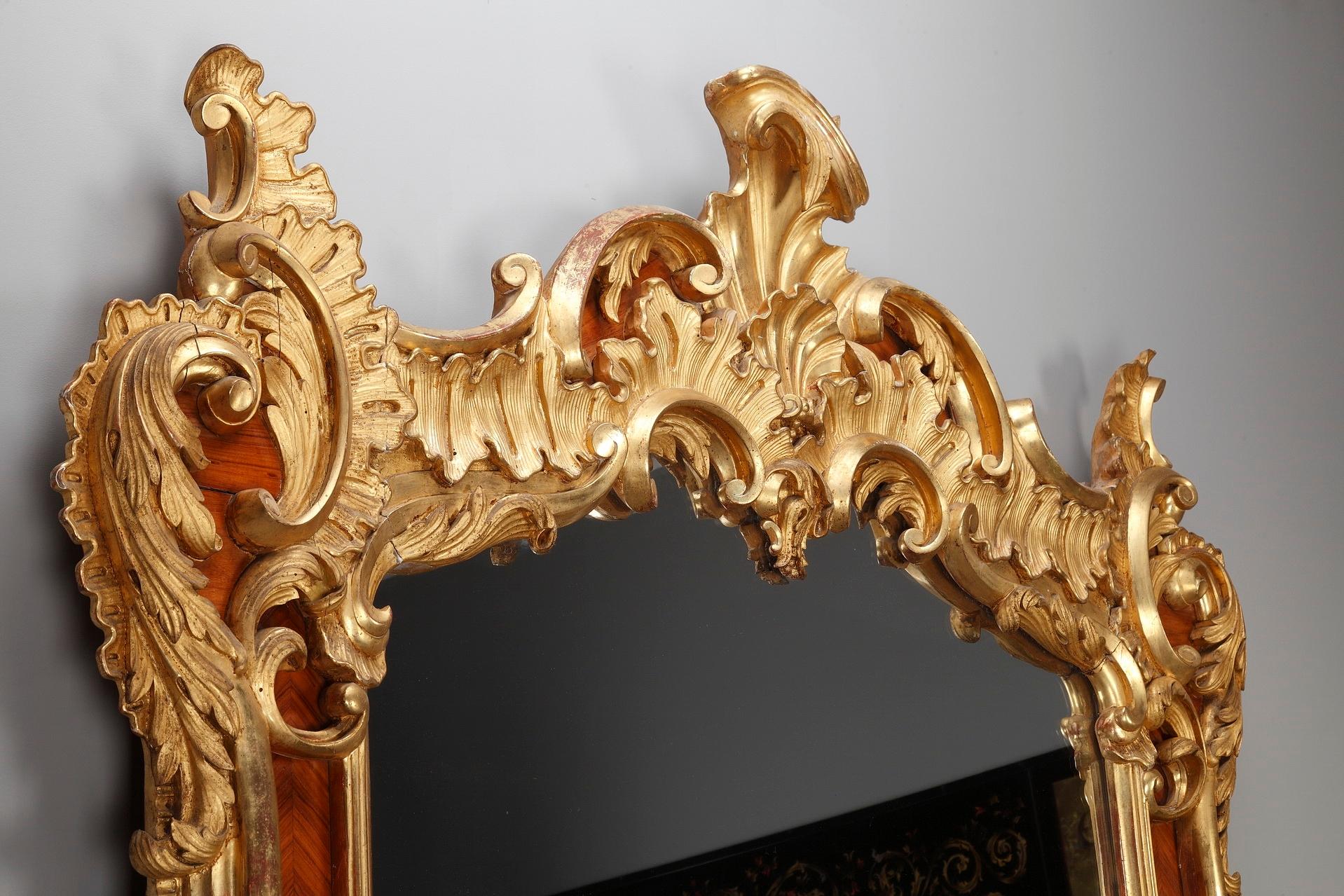 Very Large Louis XV-Style Revival Giltwood Mirror In Good Condition In Paris, FR