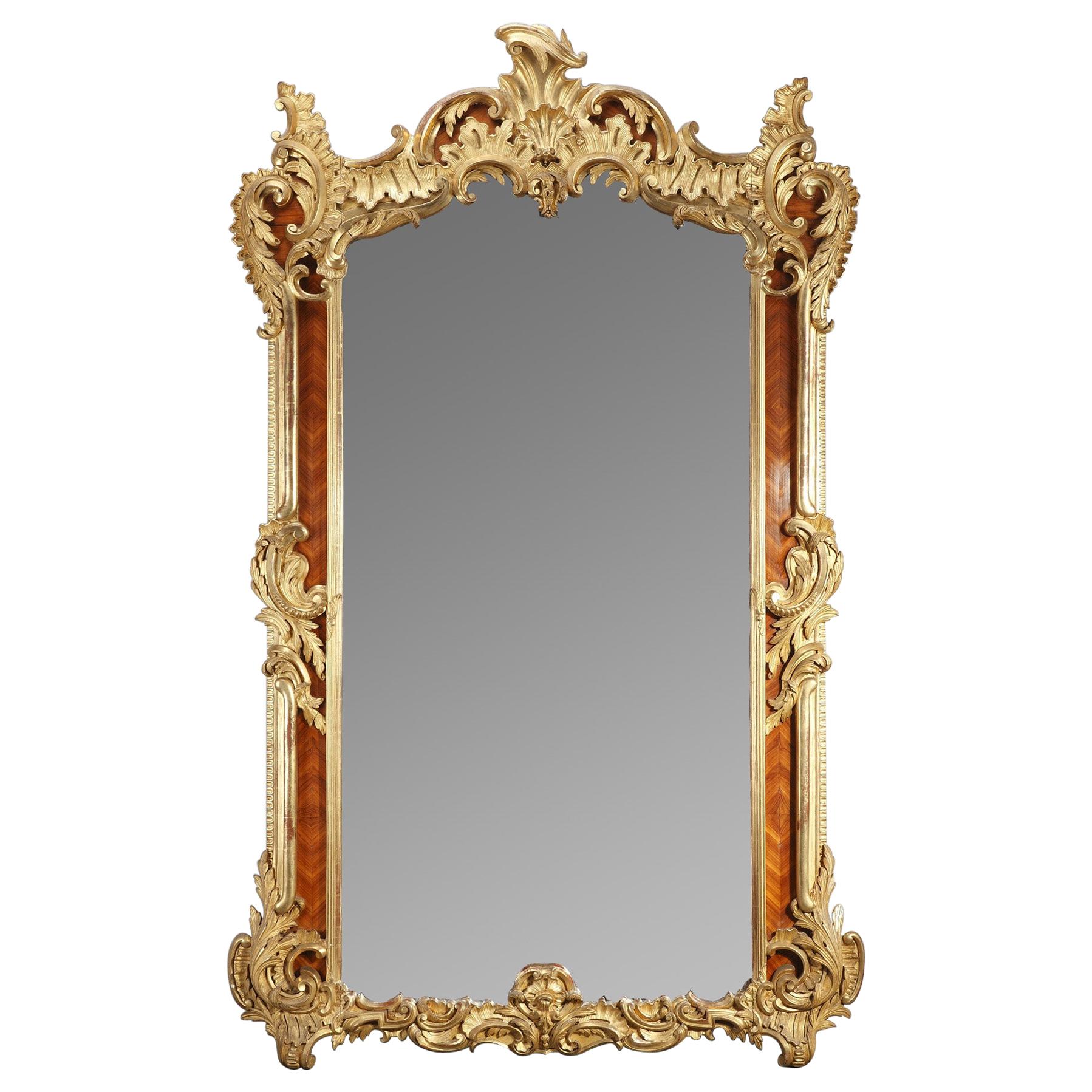 Very Large Louis XV-Style Revival Giltwood Mirror