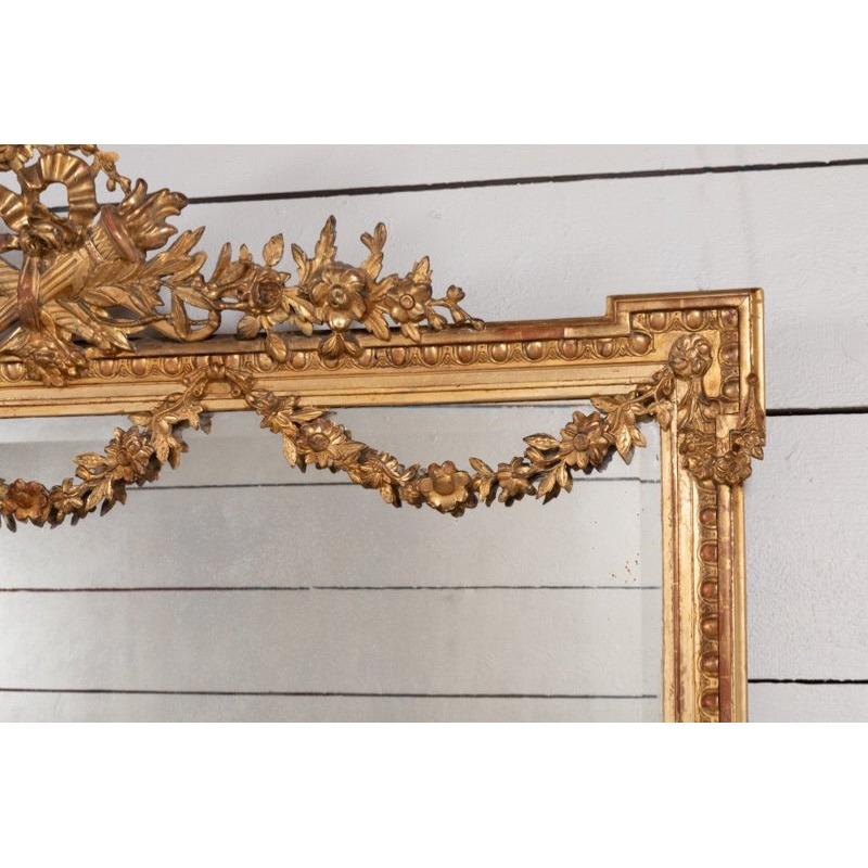 Gilt Very large Louis XVI style horizontal mirror W. 165 cm - H. 130 cm For Sale