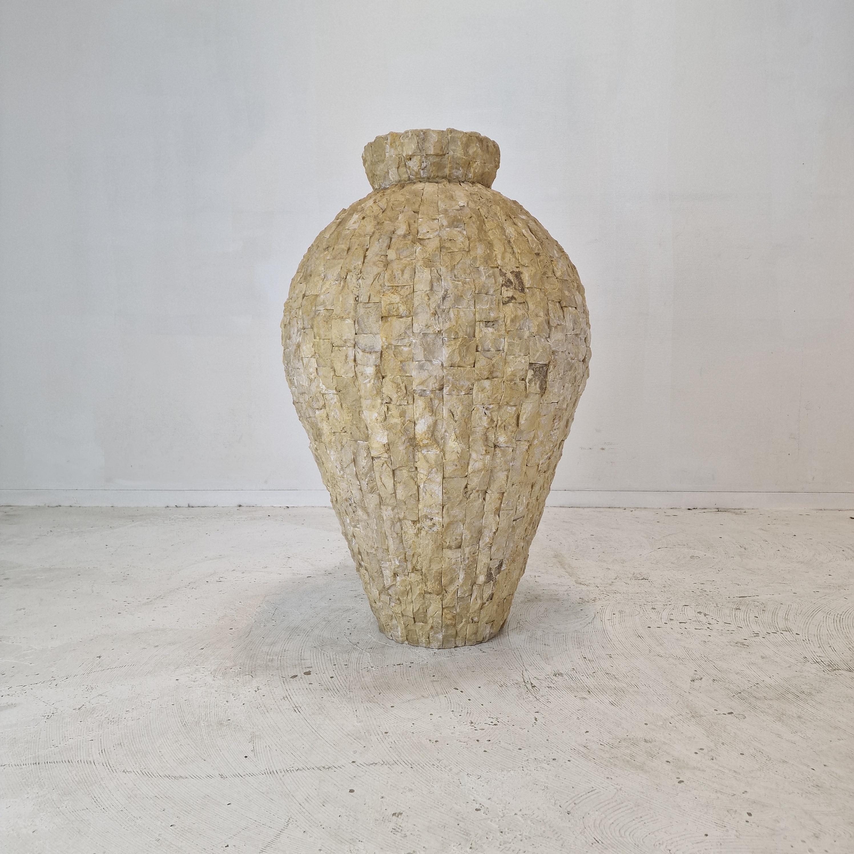 Travertine Very Large Mactan Stone or Fossil Stone Planter, 1980s For Sale