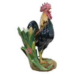Very Large Majolica Rooster Vase by Jerome Massier, French, circa 1880