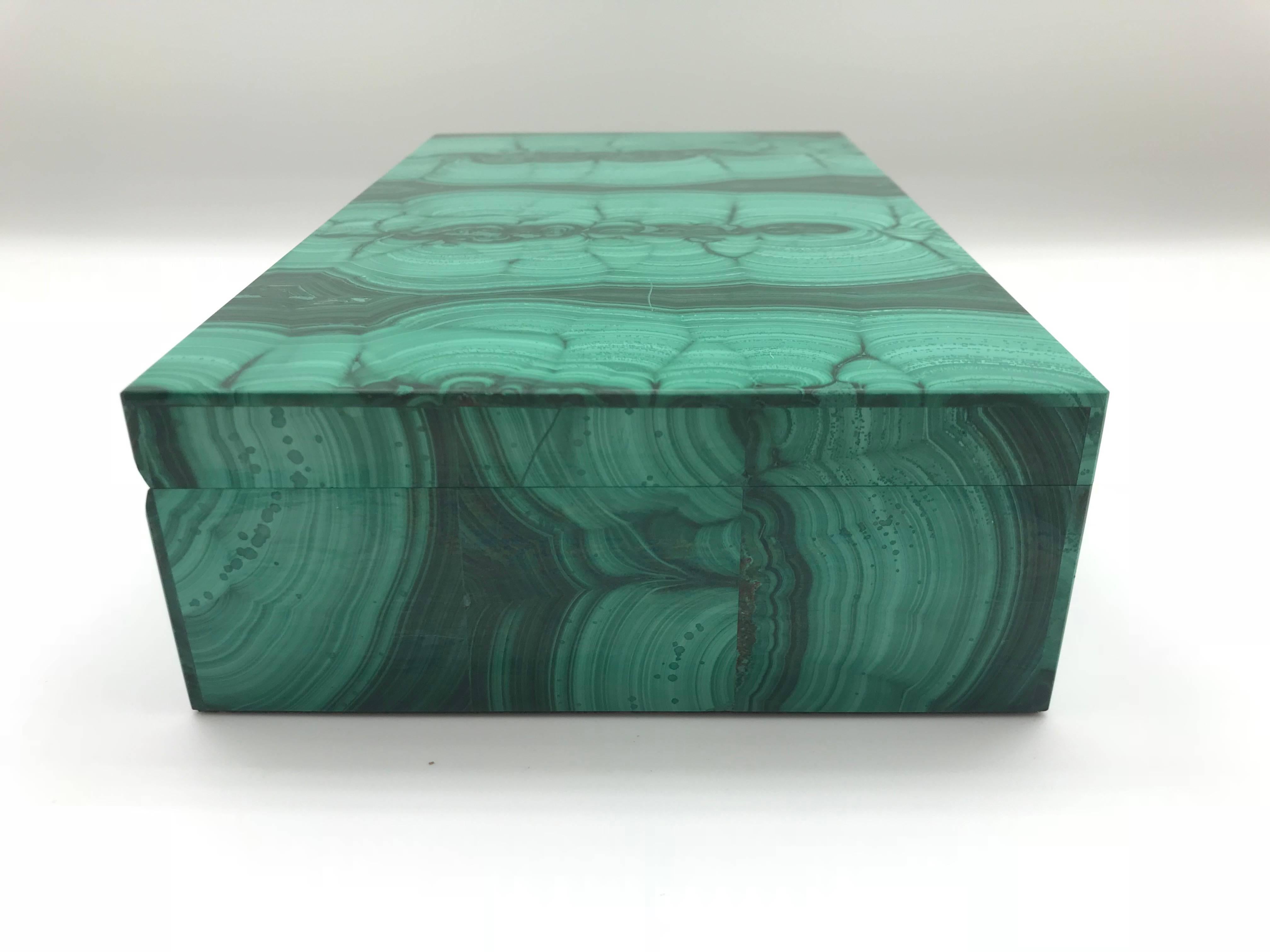 Neoclassical Very Large Malachite Box with Hinged Lid