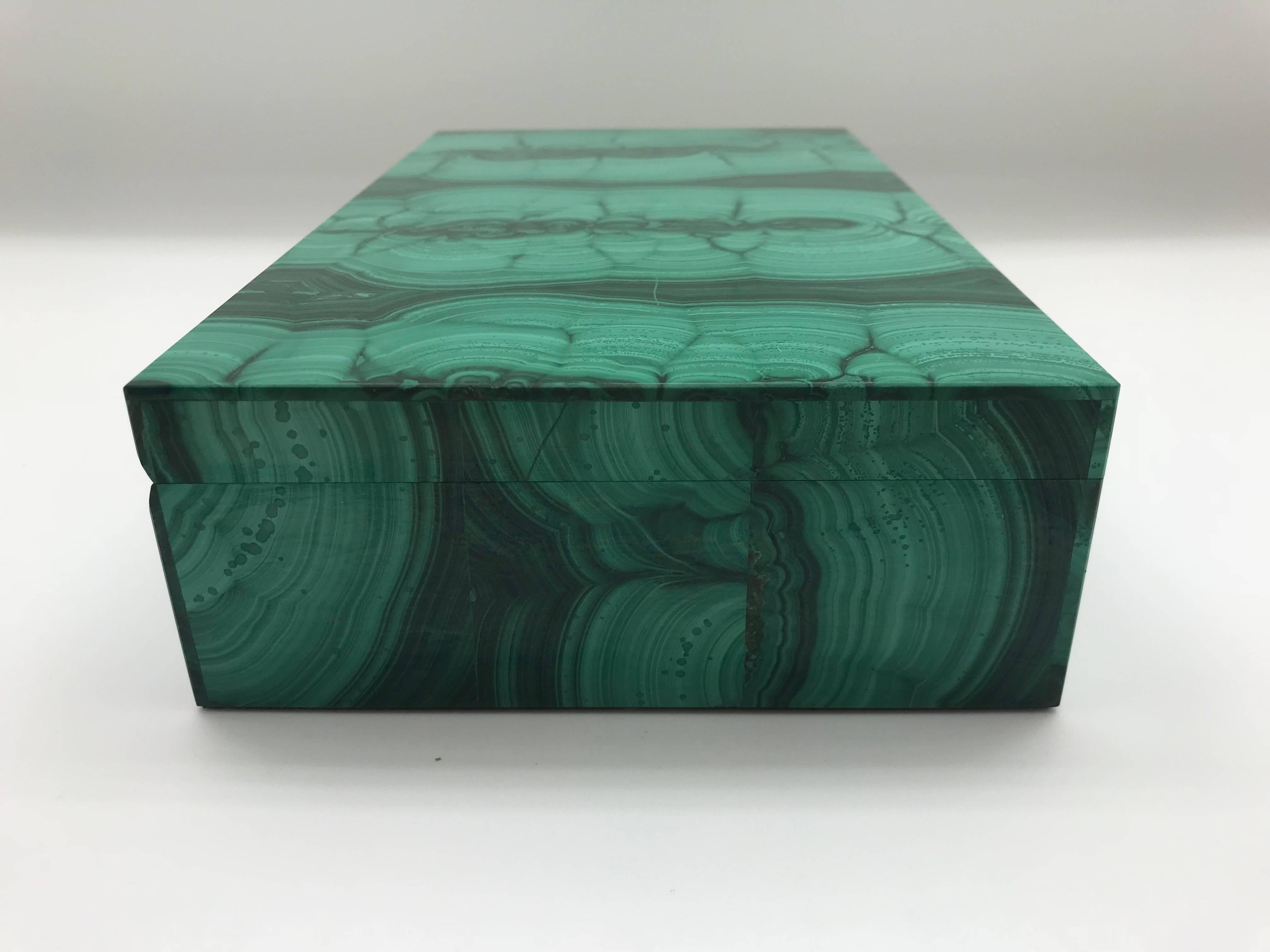 Very Large Malachite Box with Hinged Lid 2