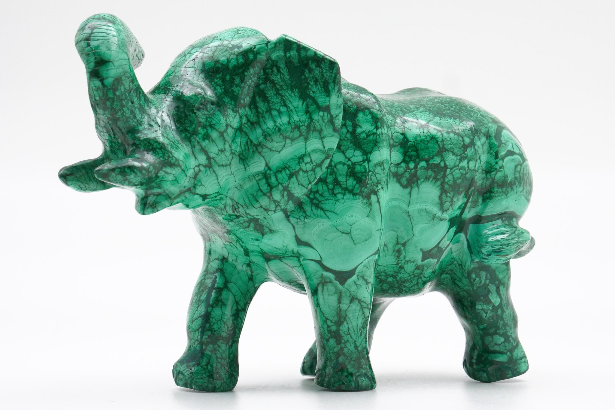 The malachite for this carving was sourced from the Congo where the finest quality of this mineral is currently found. Malachite from the 18th and 19th century was also sourced from Russia. Carvings, such as this, were typically brought back from