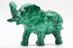 Très grande sculpture d'éléphant en malachite