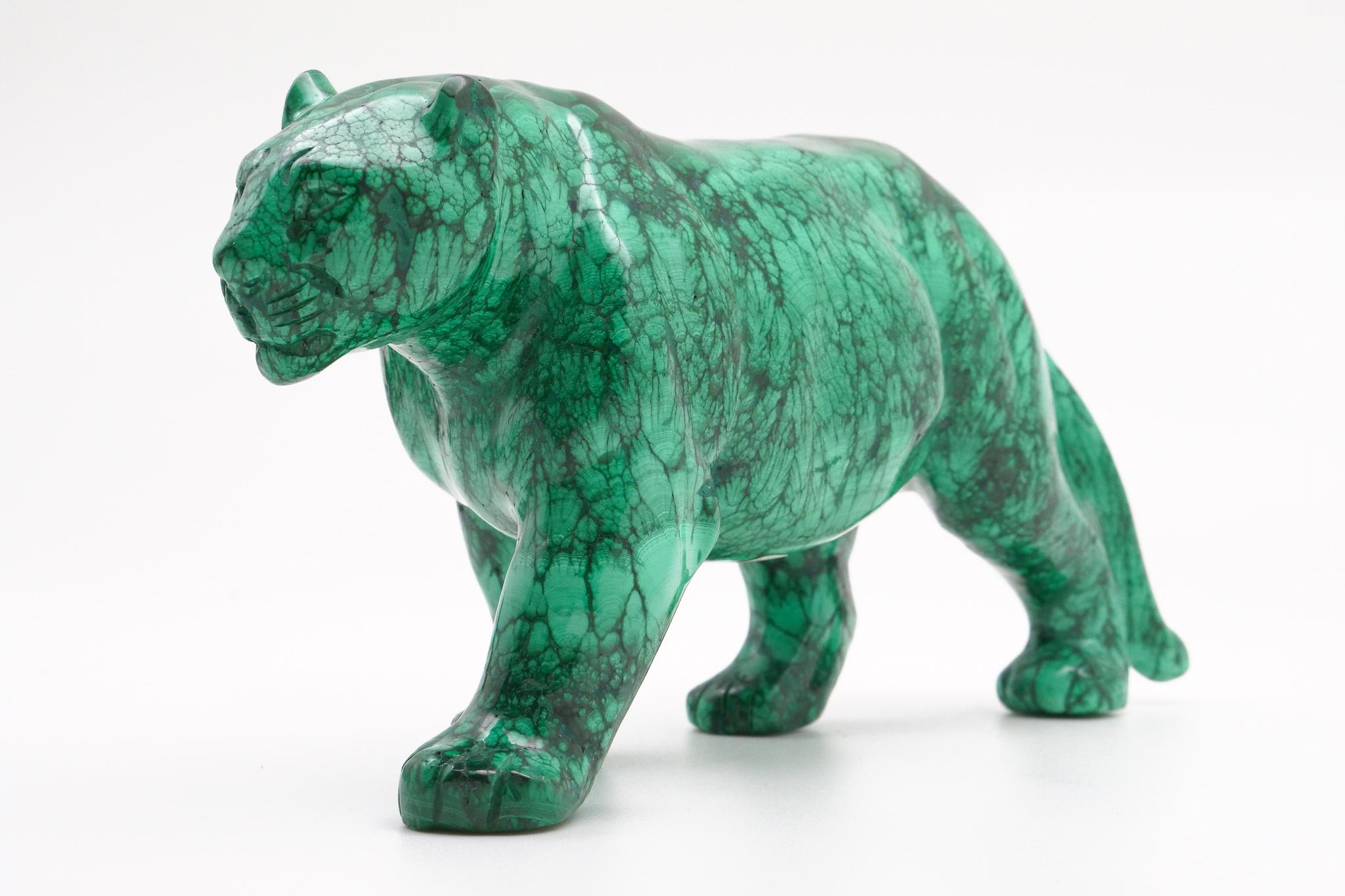 The malachite for this carving was sourced from the Congo where the finest quality of this mineral is currently found. Malachite from the 18th and 19th century was also sourced from Russia. Carvings, such as this, were typically brought back from