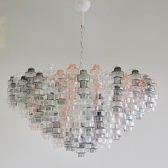 Very large 'Manubri' MURANO Glass Chandelier (clear/ light pink/ smoke).
