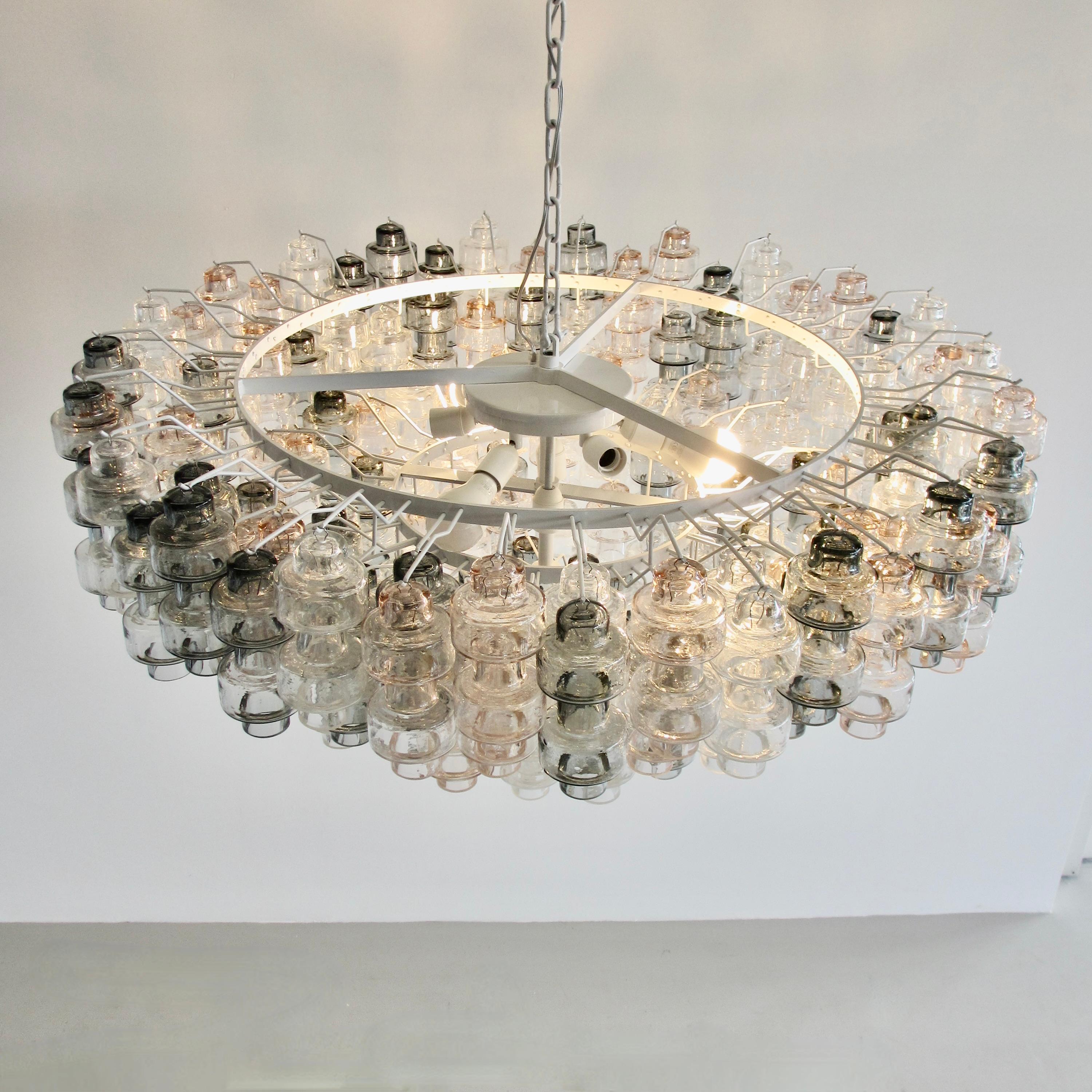 Very large 'Manubri' MURANO Glass Chandelier (clear/ light pink/ smoke). For Sale 1