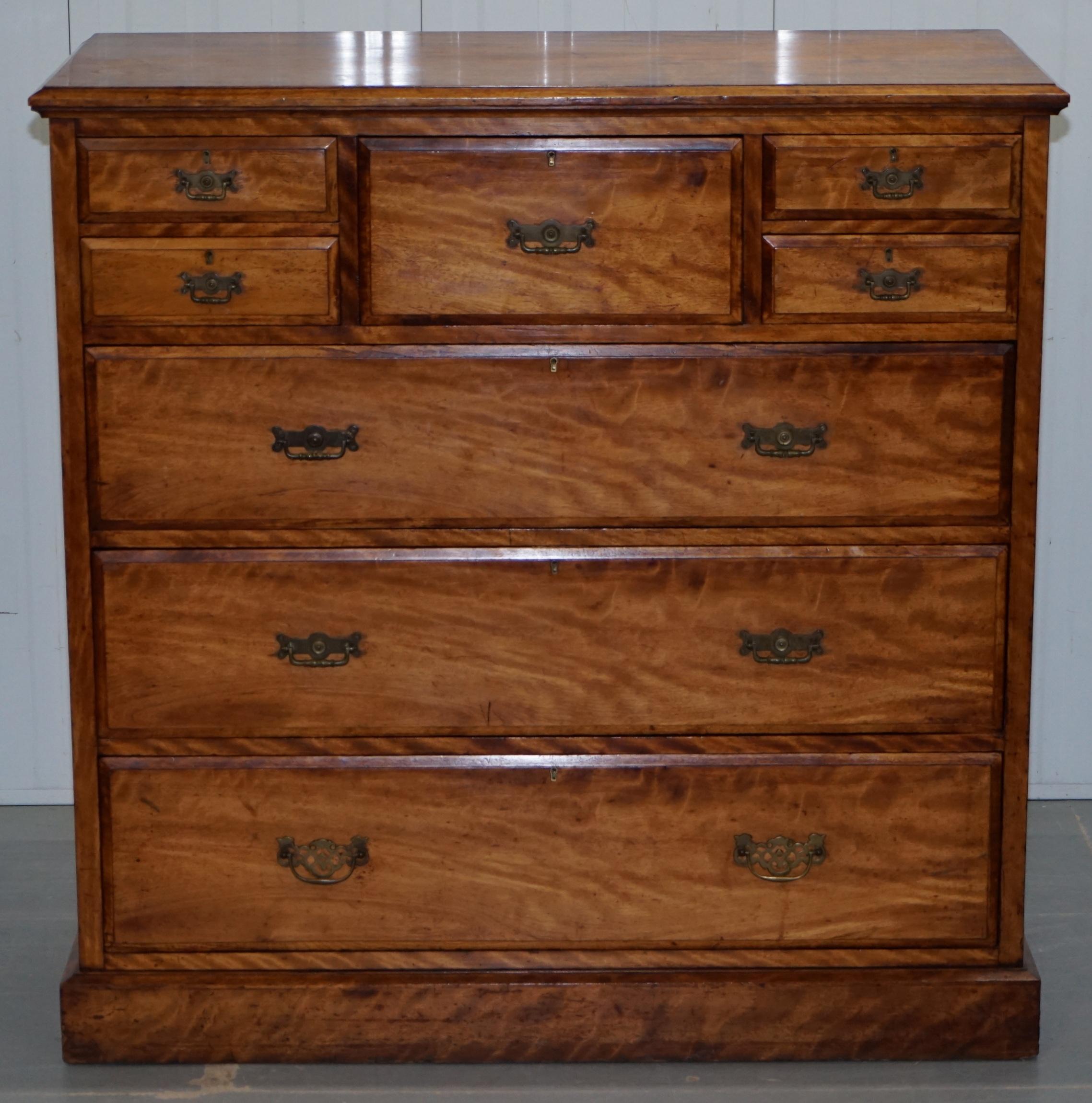 We are delighted to offer for sale this circa 1870 solid light golden Walnut Maple & Co. chest of drawers

A good looking and substantial piece of furniture, you would be hard pressed to find a modern chest of drawers this size and it would never