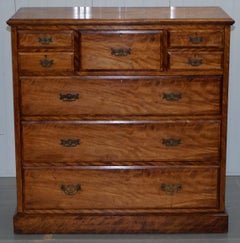 Very Large Maple & Co. Solid Light Walnut Chest of Drawers VR Stamped Locks