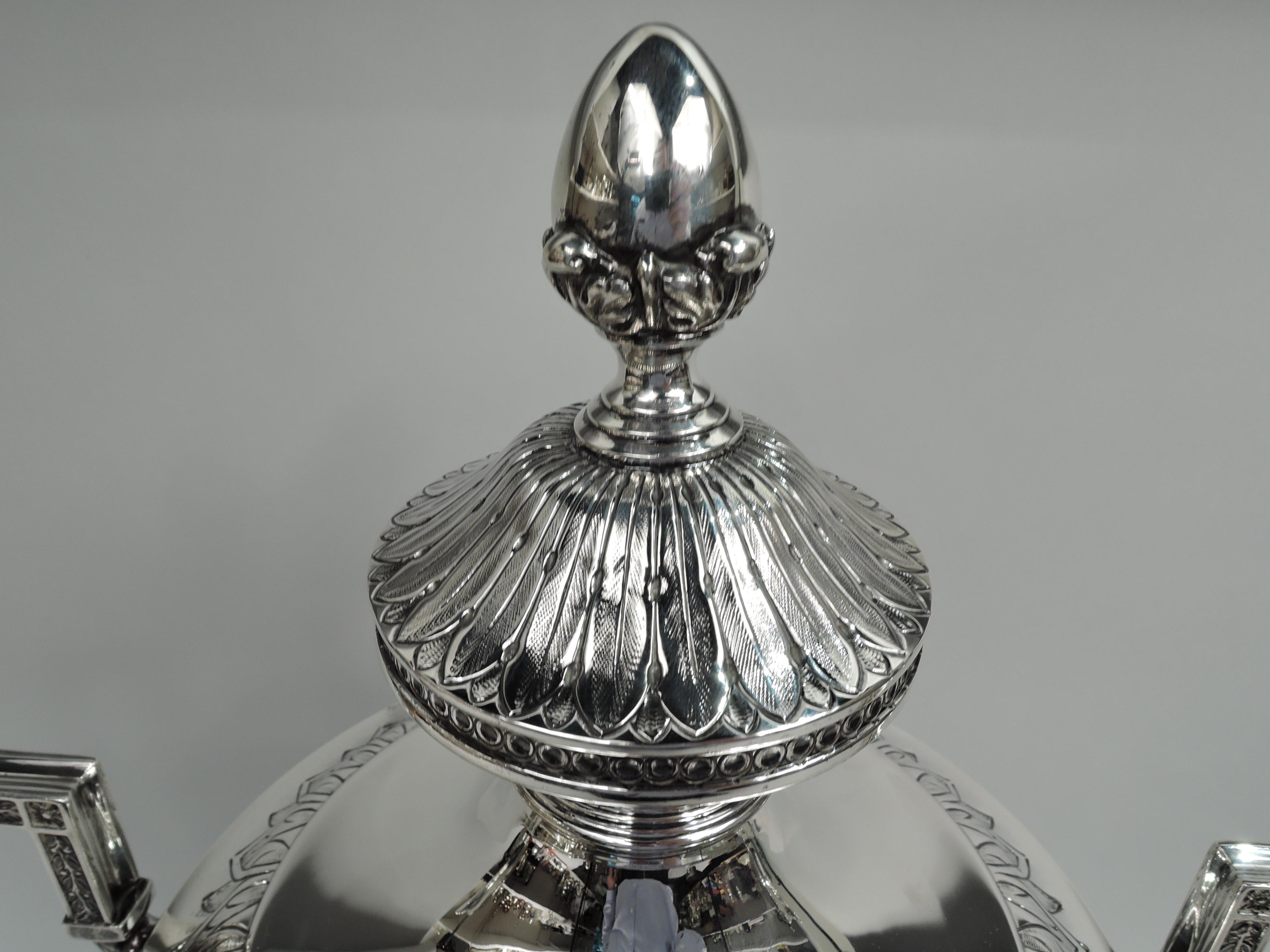 Neoclassical Revival Very Large Market-Fresh English Sterling Silver Covered Urn For Sale