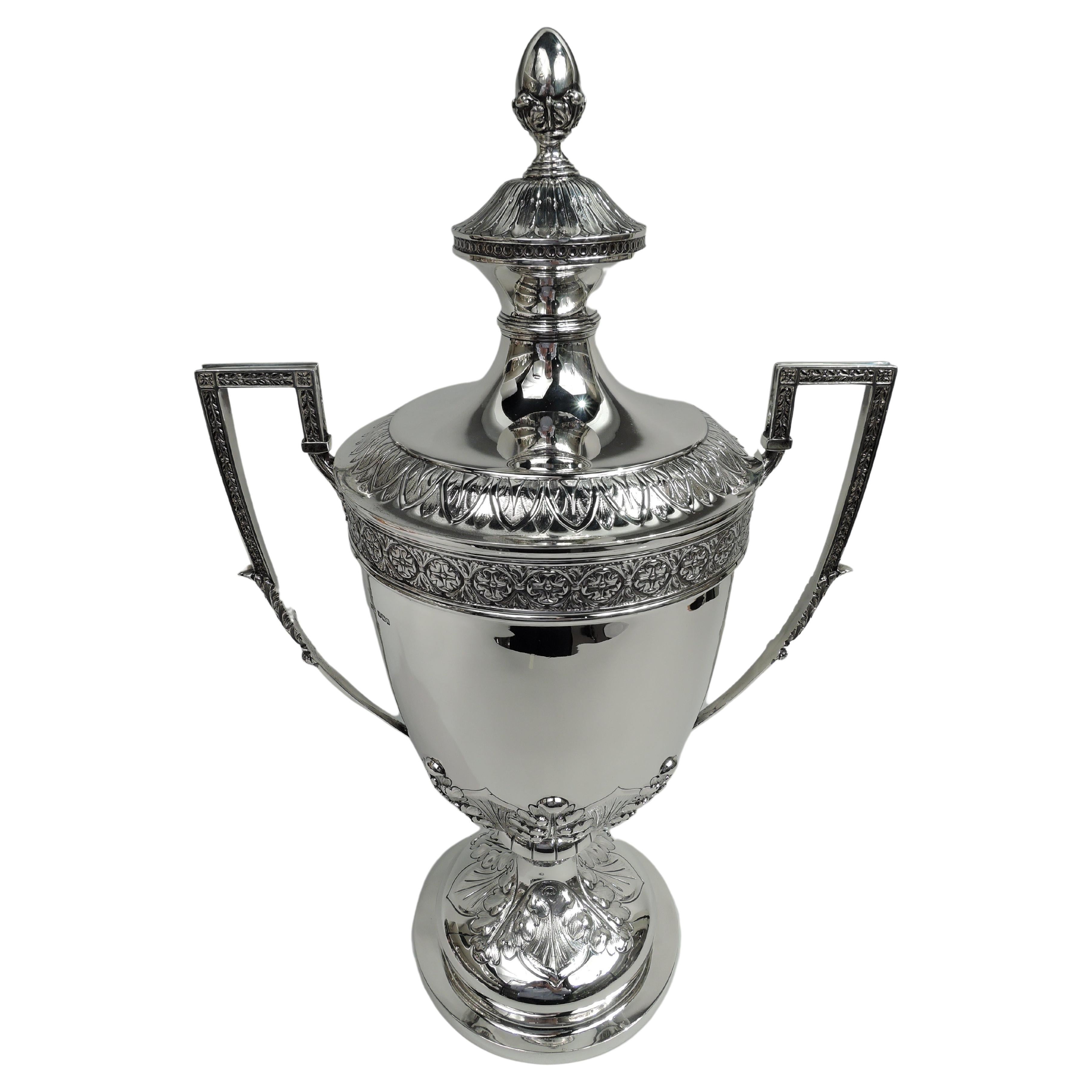 Very Large Market-Fresh English Sterling Silver Covered Urn