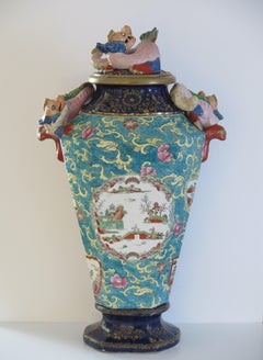 Rare Masons Ironstone Lidded Alcove very large Vase with dragons, Ca 1825