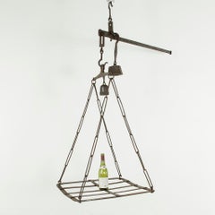 Very Large Mid-19th Century French Iron Cheese Scale or Pot Rack with Weights