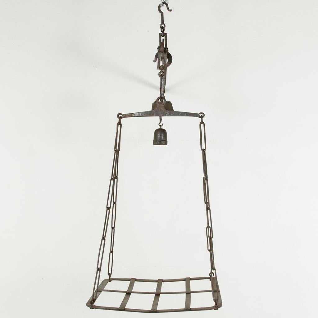 Very Large Mid-19th Century French Iron Cheese Scale or Pot Rack with Weights 5