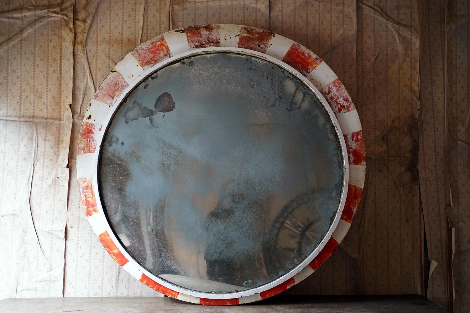 Very Large Mid-20th Century Czech Convex Railway Mirror 13