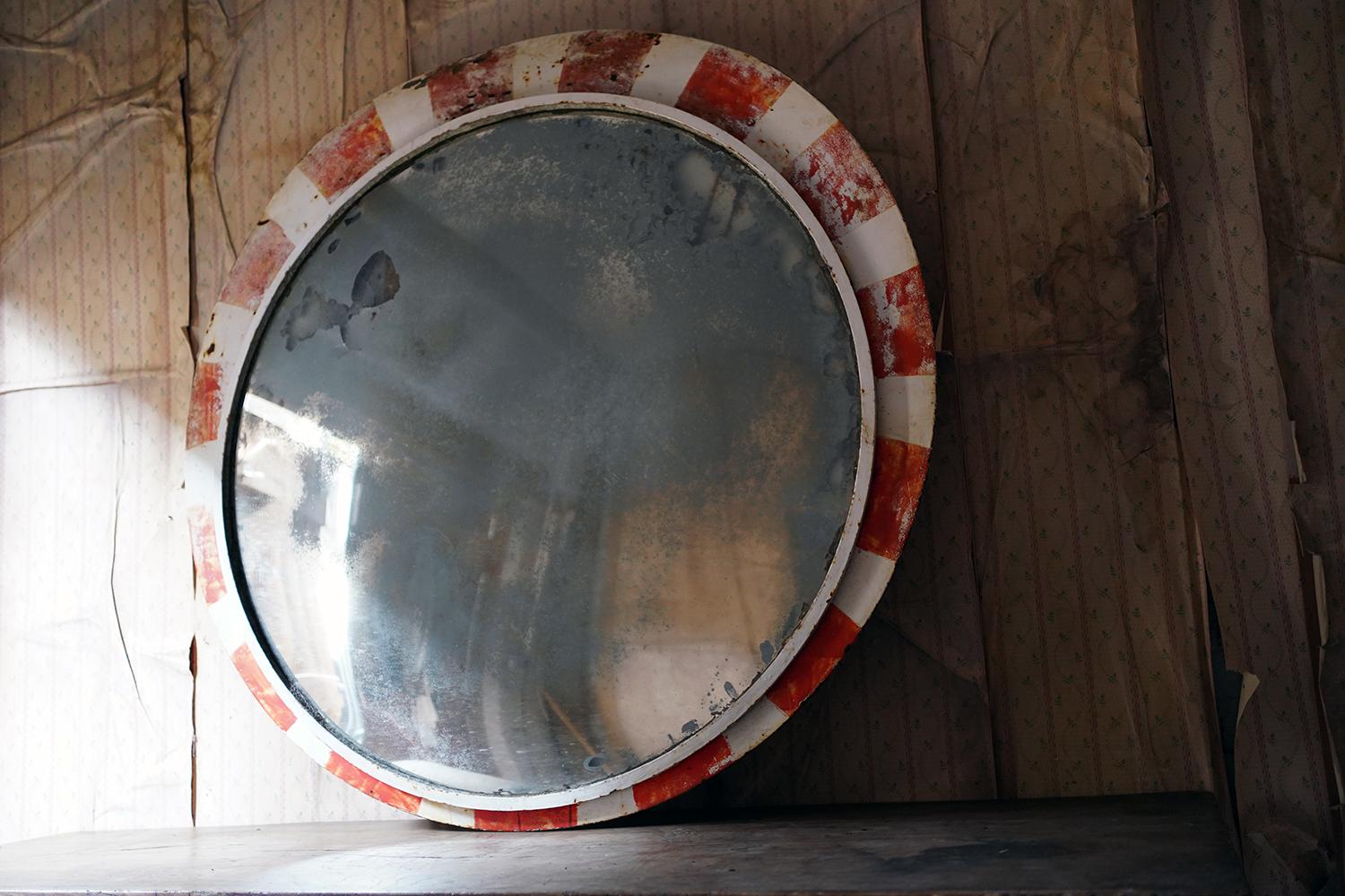 Very Large Mid-20th Century Czech Convex Railway Mirror 14
