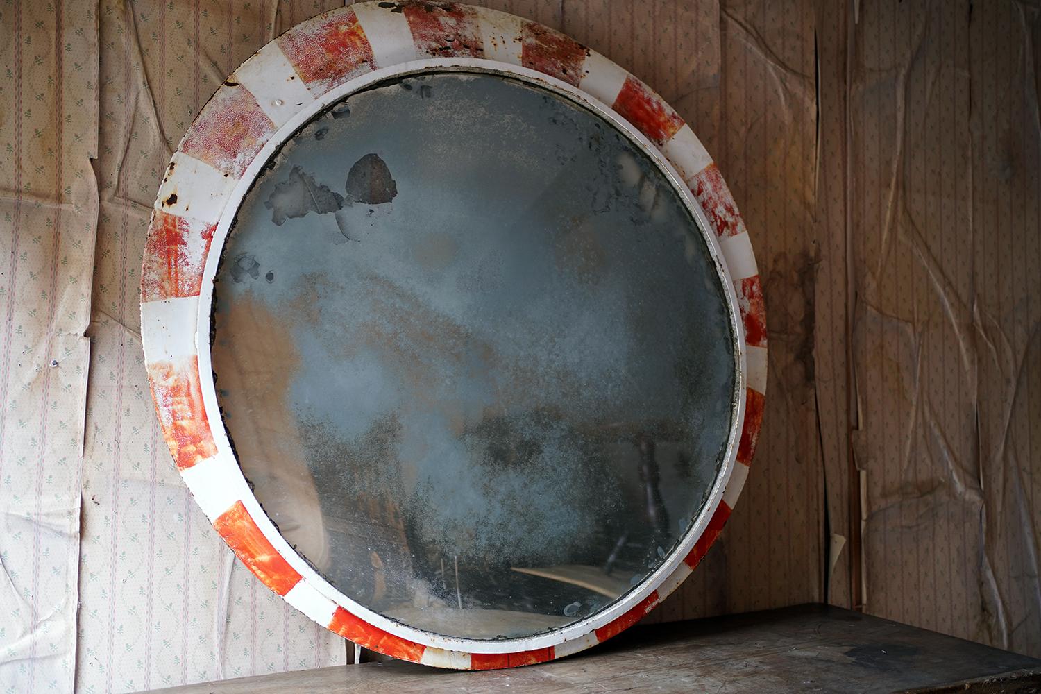 Very Large Mid-20th Century Czech Convex Railway Mirror 15