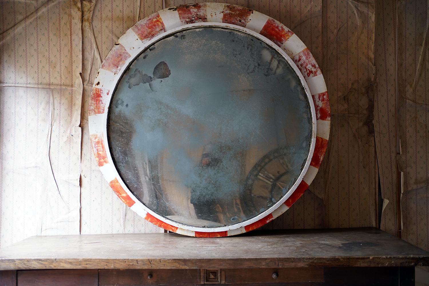 Very Large Mid-20th Century Czech Convex Railway Mirror 16