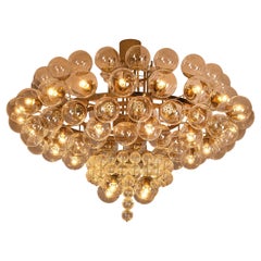 Very Large Mid-Century Glass Globe Chandelier in Brass 212cm/83in