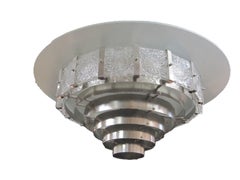 Very Large Mid-Century Modern 16-Sided Glass and Nickel Chandelier