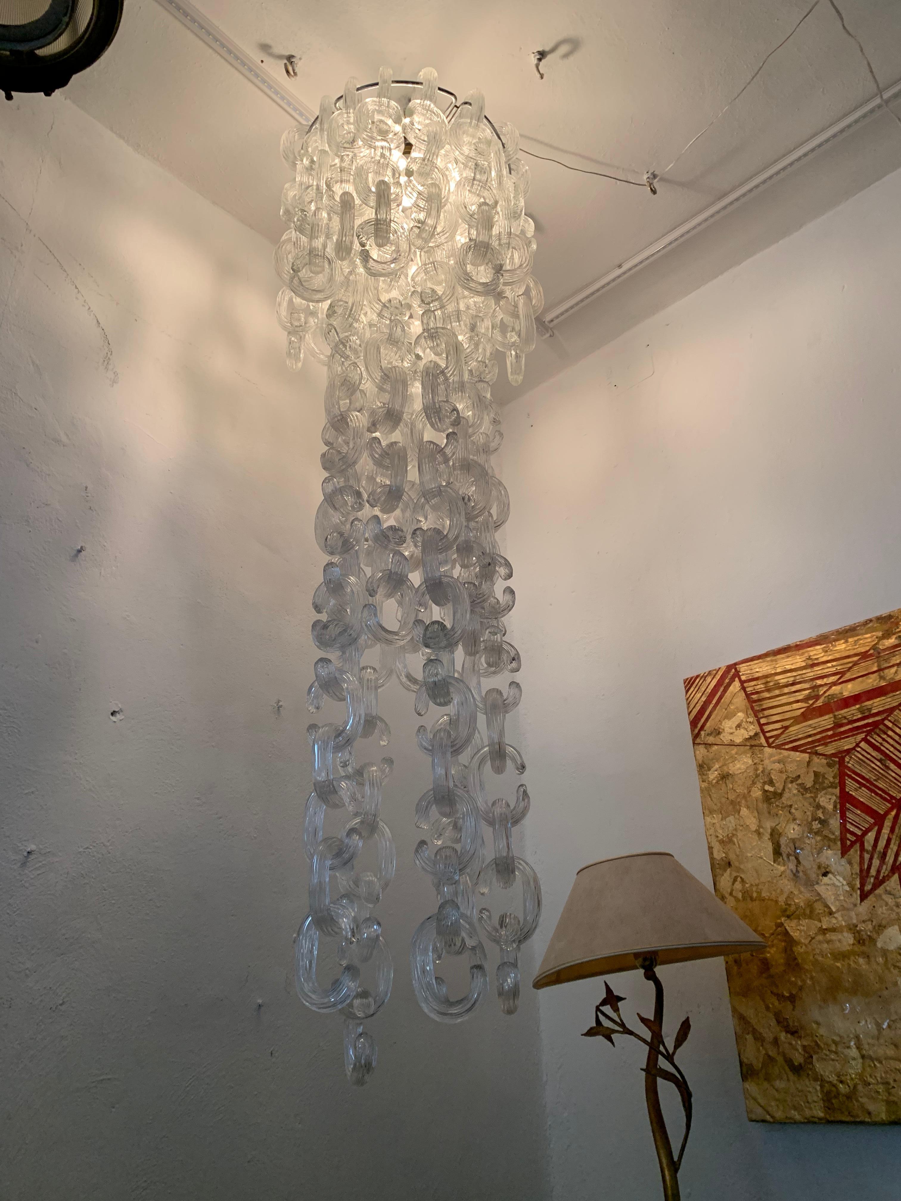 Fait main Très grand lustre moderne du milieu du siècle dernier de Fratelli Toso, Giusto Toso, 1968