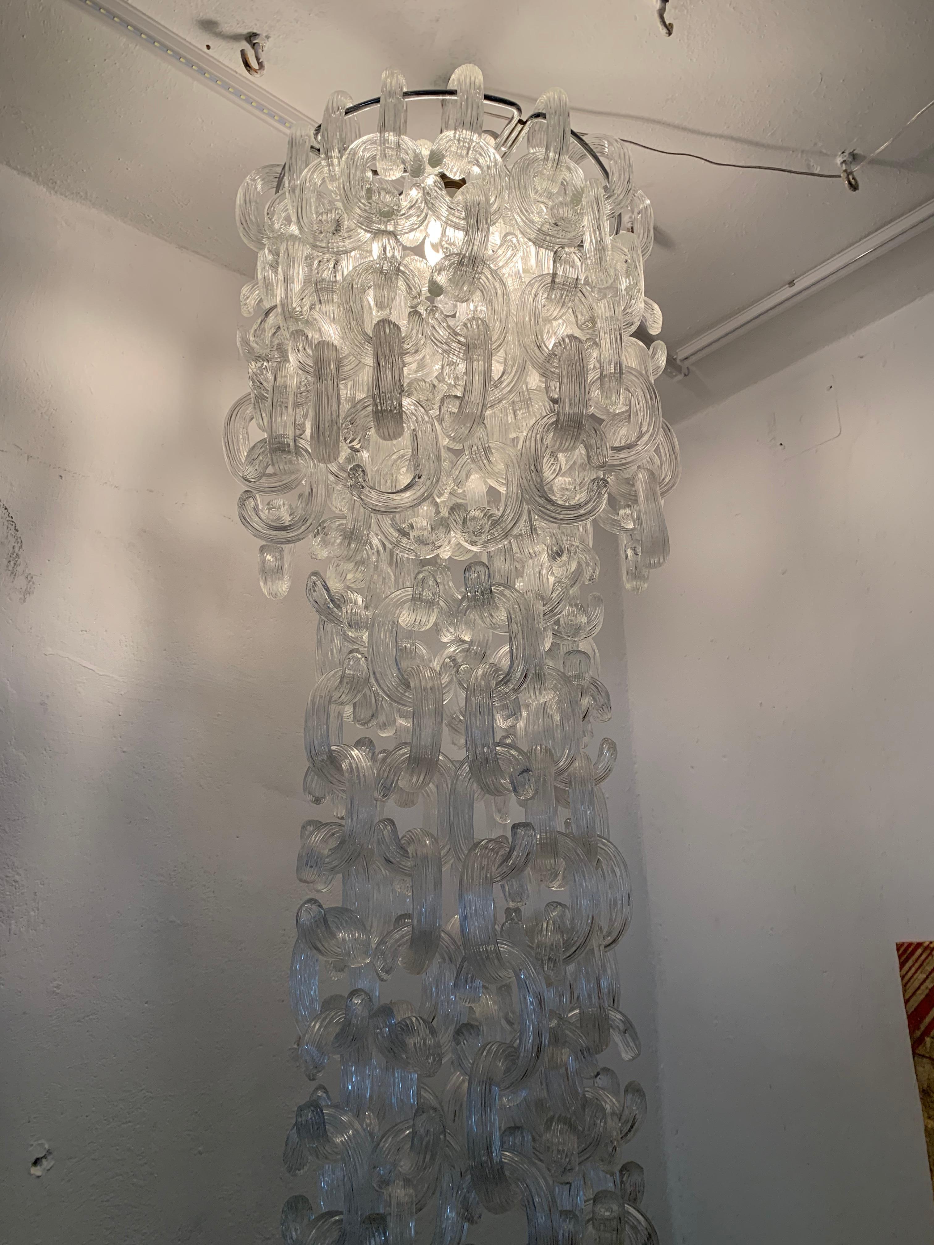 Blown Glass Very Large Mid-Century Modern Chandelier by Fratelli Toso, Giusto Toso, 1968 For Sale