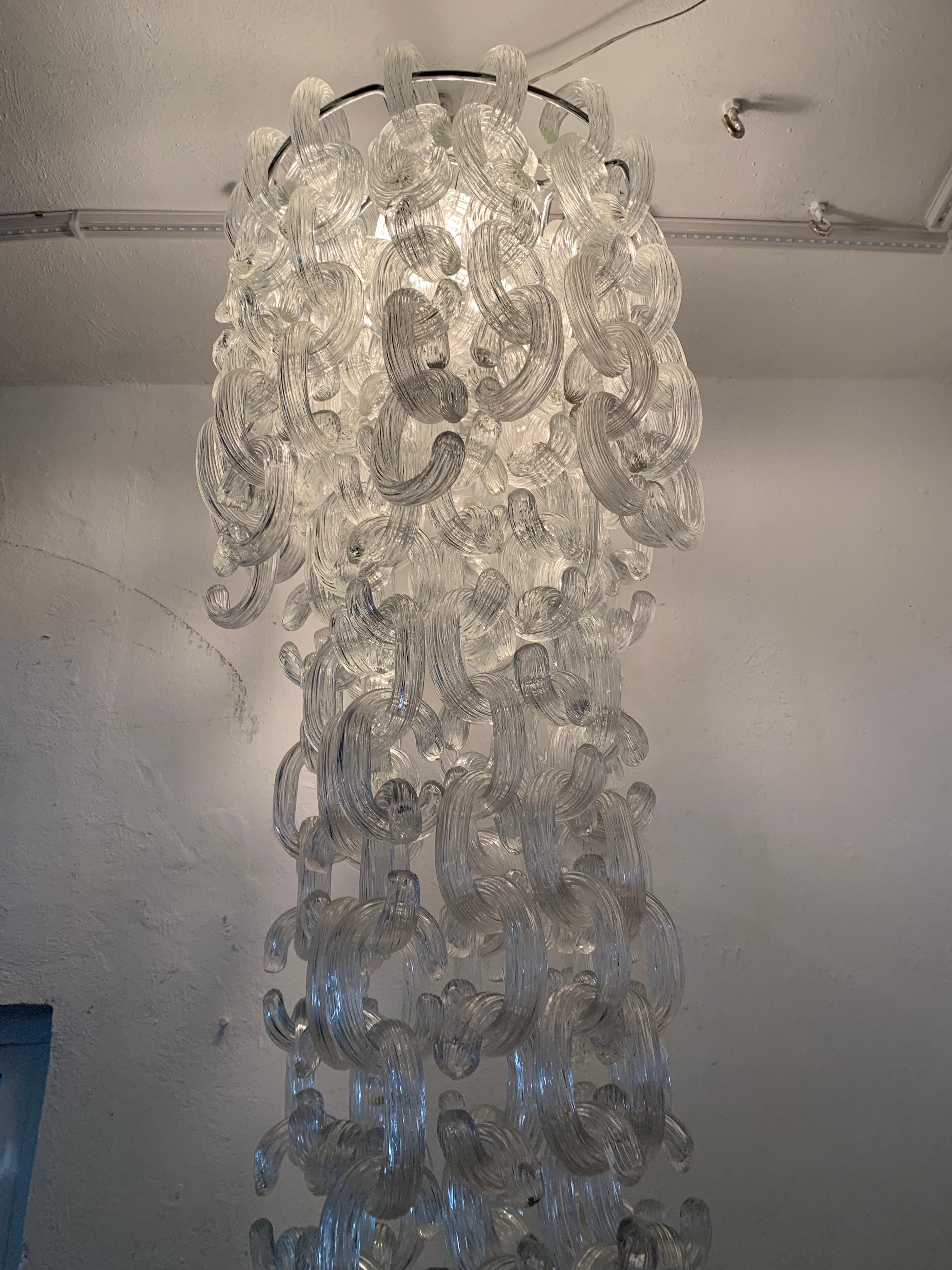Verre brun Très grand lustre moderne du milieu du siècle dernier de Fratelli Toso, Giusto Toso, 1968
