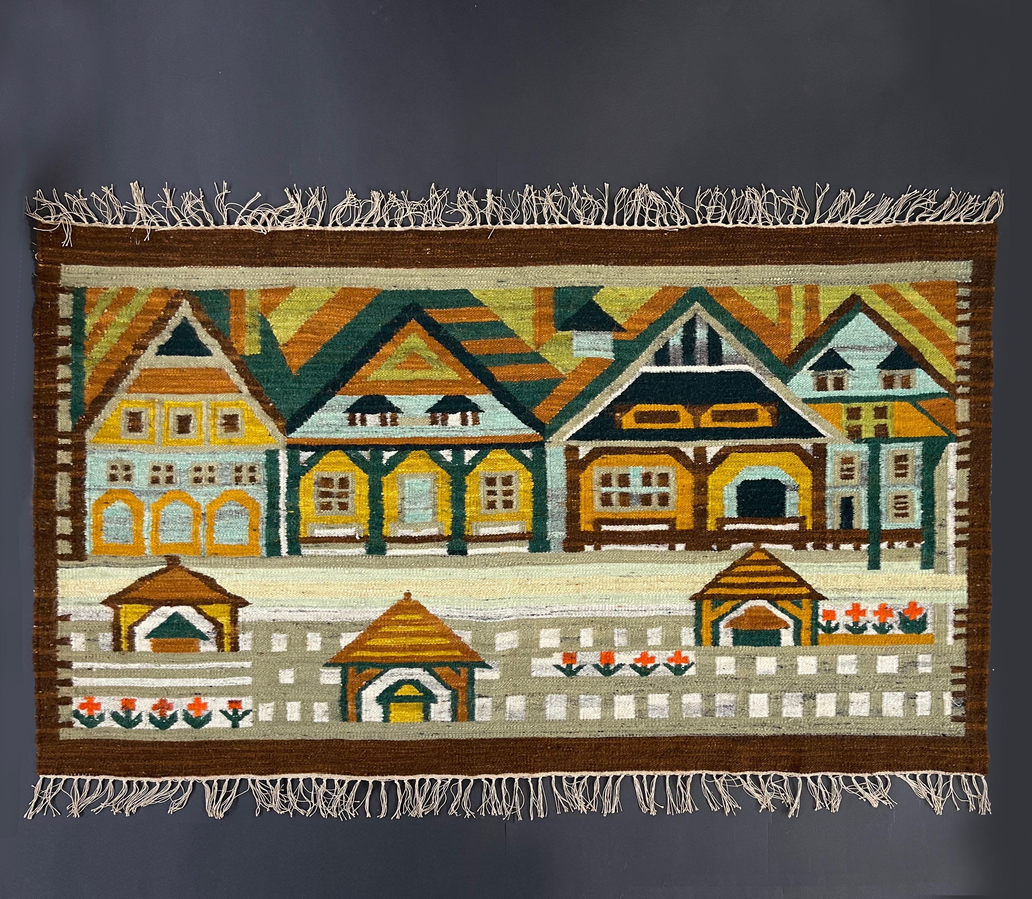 Sehr große Mid-Century Modern European Cepelia Tapestry Wand in erdigen Farben (Moderne der Mitte des Jahrhunderts) im Angebot