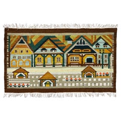 Very Large Mid-Century Modern European Kilim by Cepelia Poland in Earthy Colours