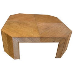 Very Large Mid-Century Modern Geometric Bamboo Rattan Coffee Table