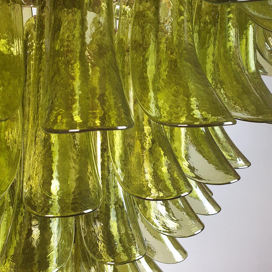 Very Large Mid-Century Modern Green Murano Glass Chandelier, Mazzega Italy 1970s 4