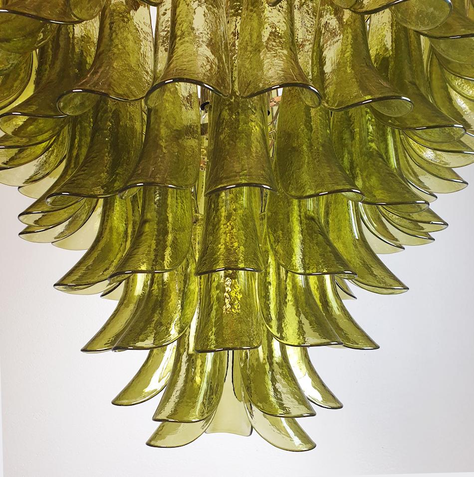 Very Large Mid-Century Modern Green Murano Glass Chandelier, Mazzega Italy 1970s 6