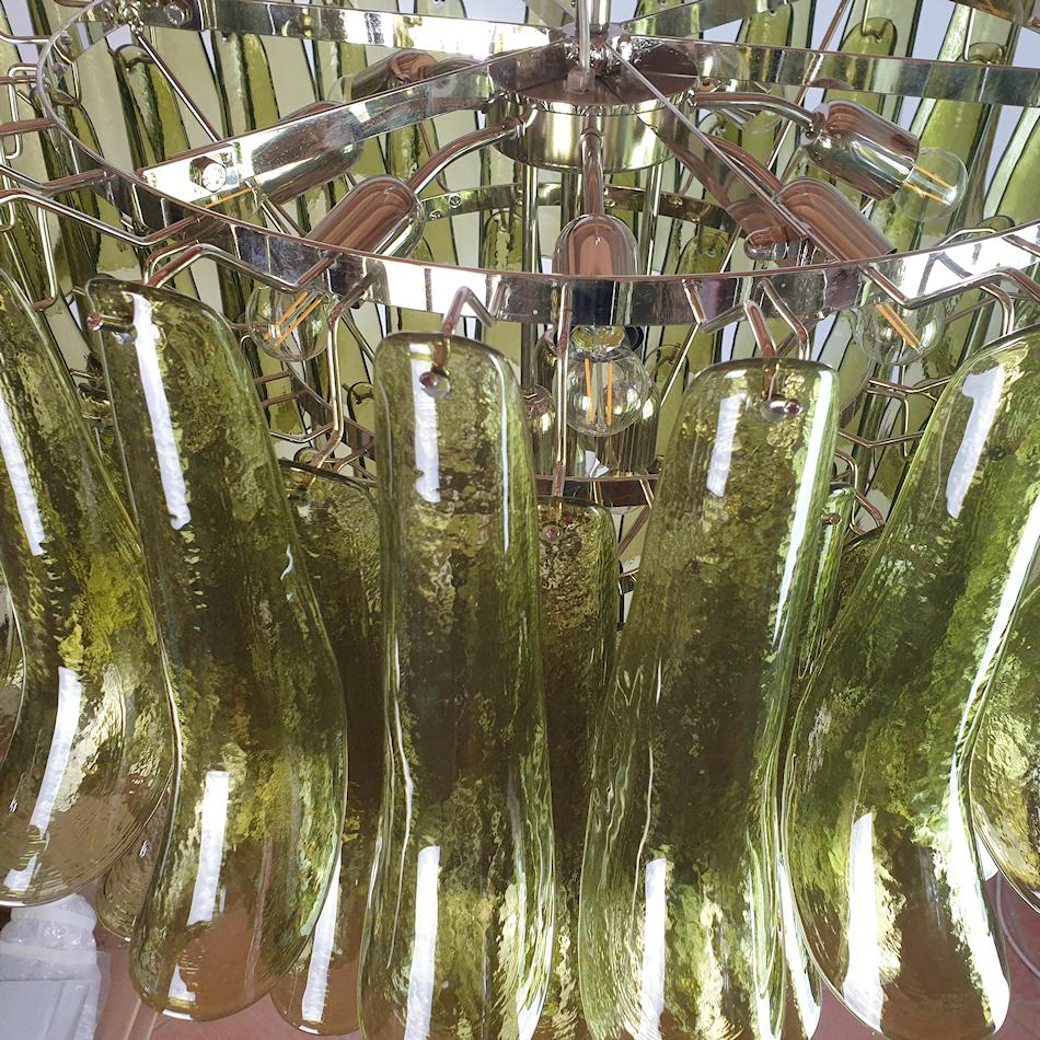 Very Large Mid-Century Modern Green Murano Glass Chandelier, Mazzega Italy 1970s 2