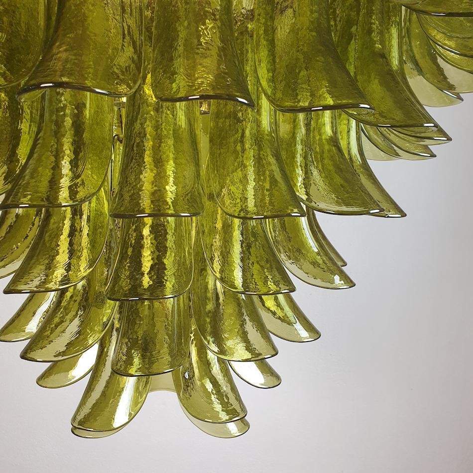 Very Large Mid-Century Modern Green Murano Glass Chandelier, Mazzega Italy 1970s 3