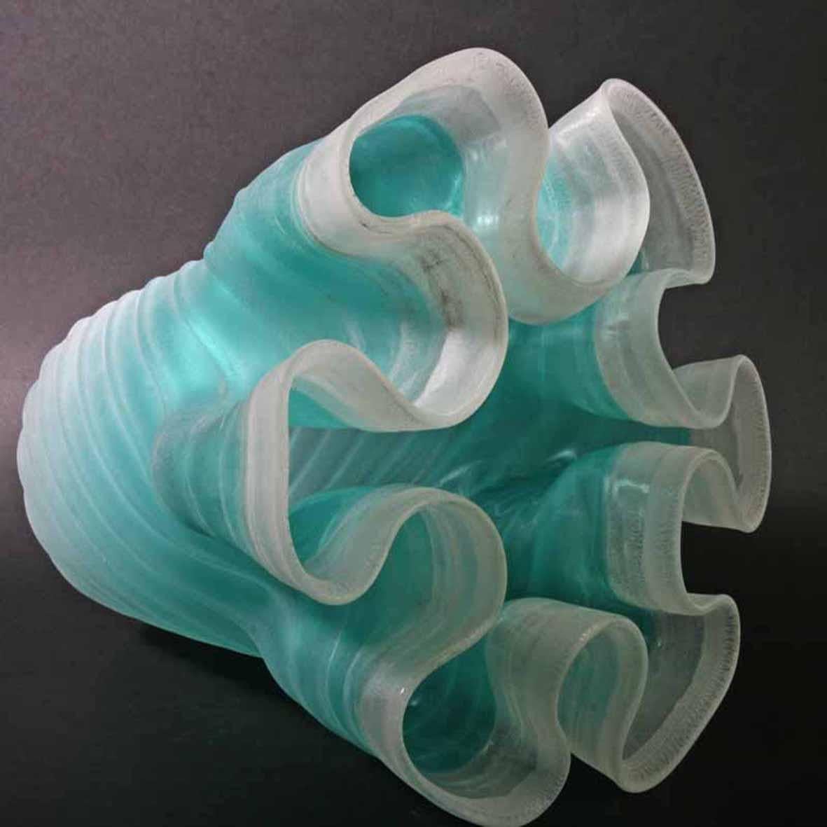 Vaso di Murano Cenedese Scavo Cartoccio molto grande della metà del secolo scorso in vendita 4