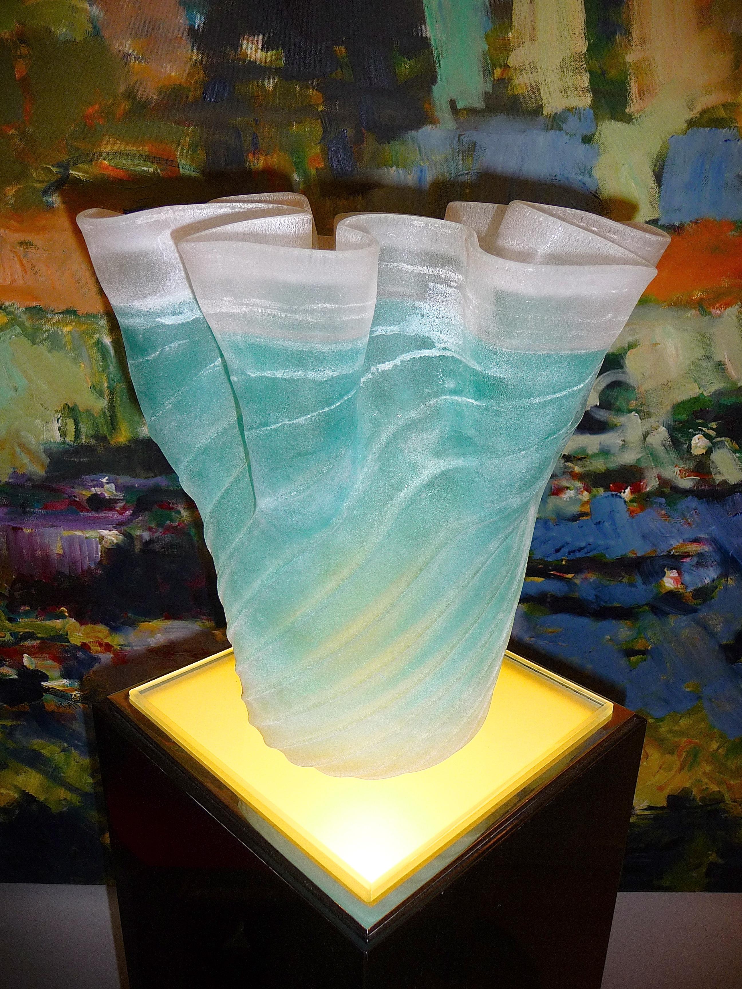 Vaso di Murano Cenedese Scavo Cartoccio molto grande della metà del secolo scorso in vendita 5