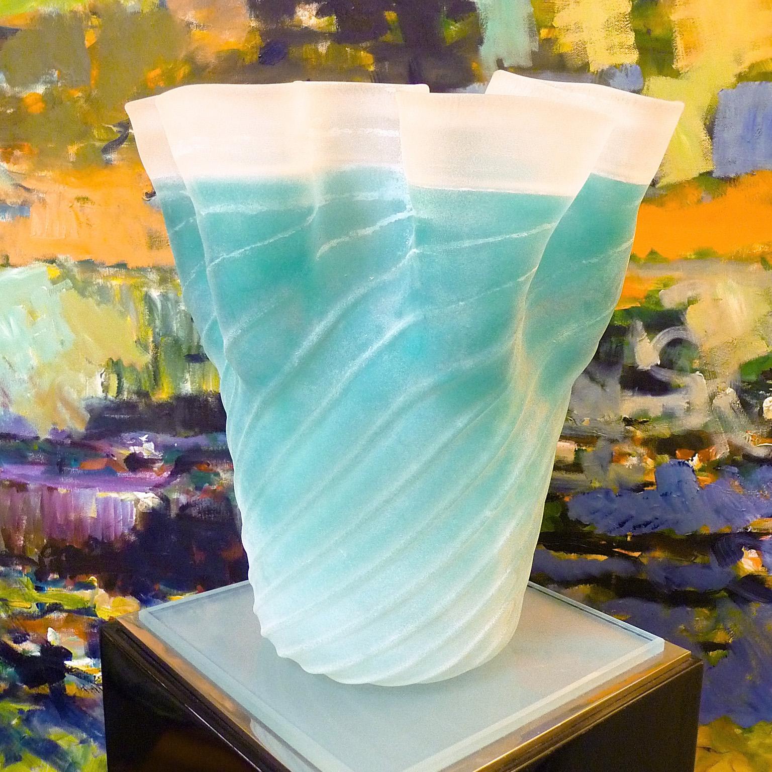 Mid-Century moderno Vaso di Murano Cenedese Scavo Cartoccio molto grande della metà del secolo scorso in vendita
