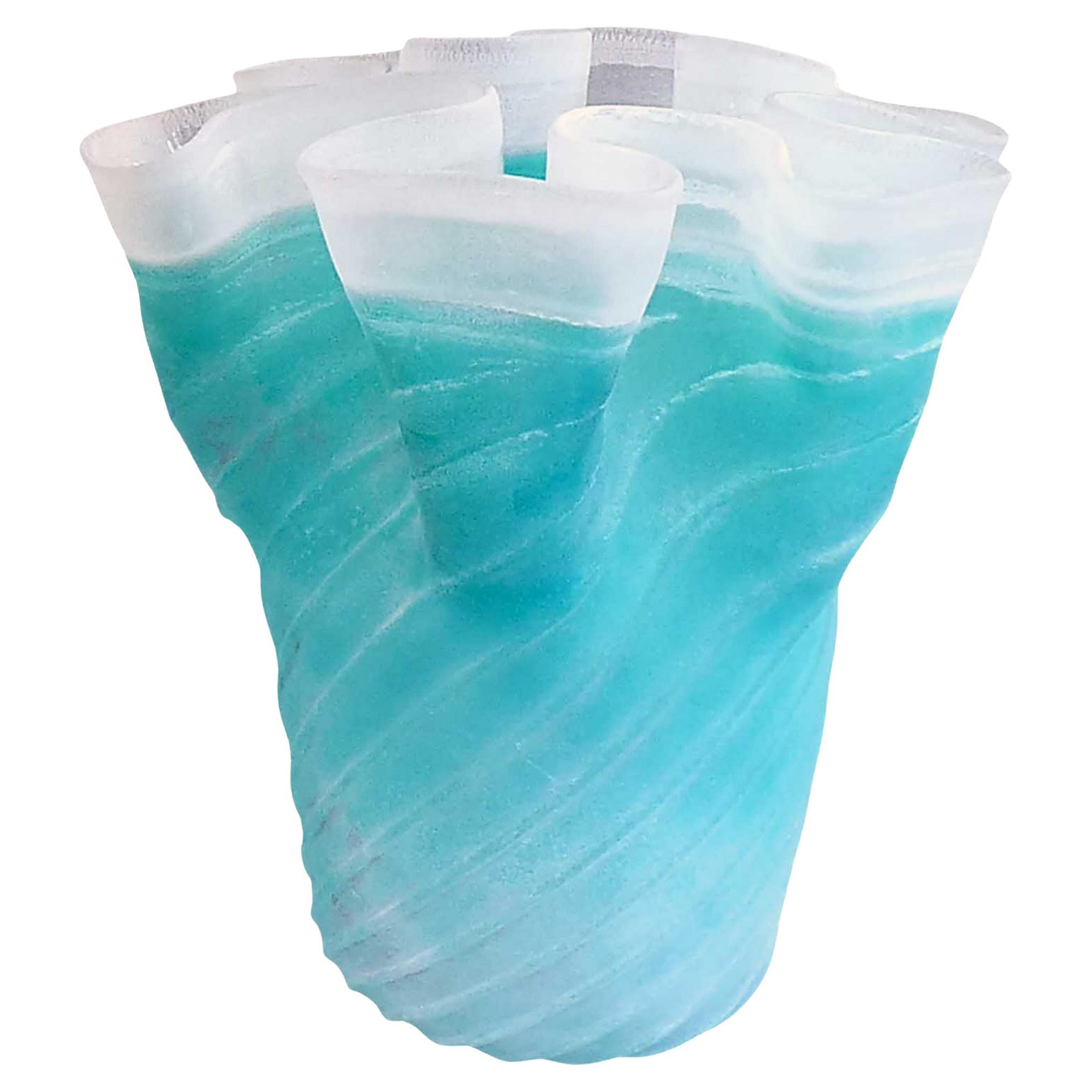 Vaso di Murano Cenedese Scavo Cartoccio molto grande della metà del secolo scorso