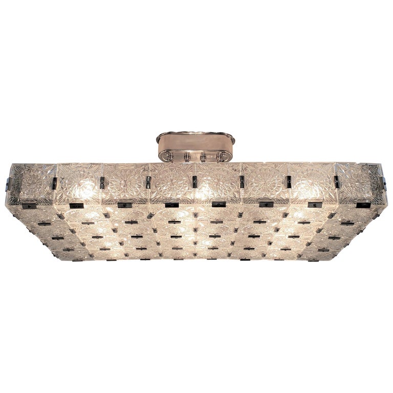 Very Large Mid Century Modern Rectangular Chandelier In Glass And Nickel For At 1stdibs Very Large Mid Century Modern, Mid Century Modern Rectangular Chandelier