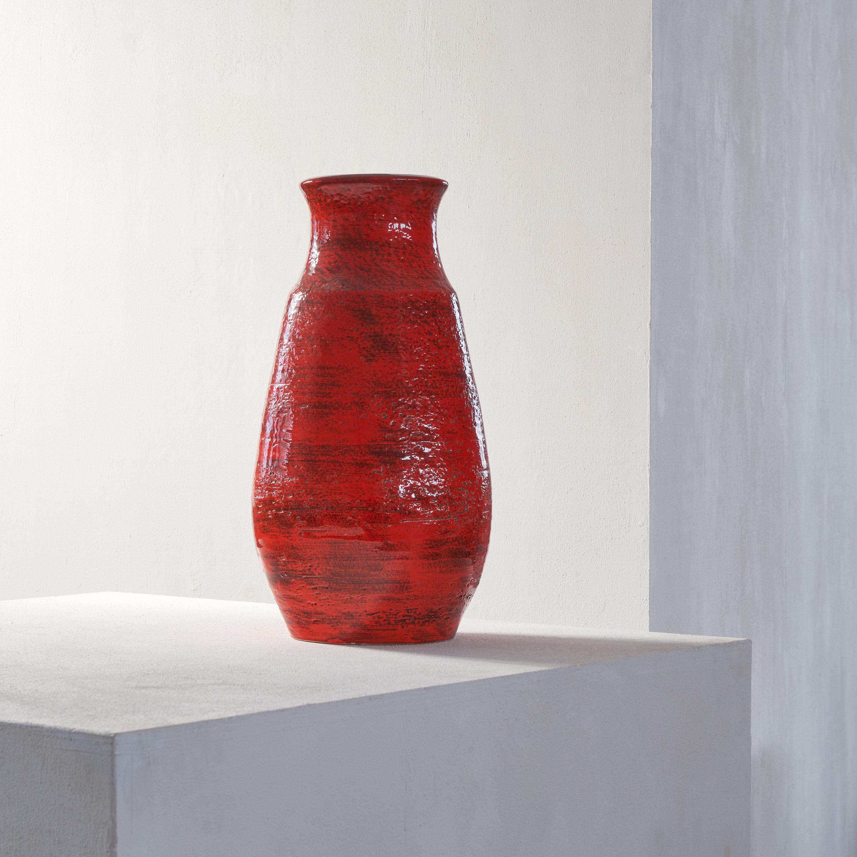Mid-Century Modern Very Large Mid Century Studio Pottery Vase in Bright Red, 1960s For Sale