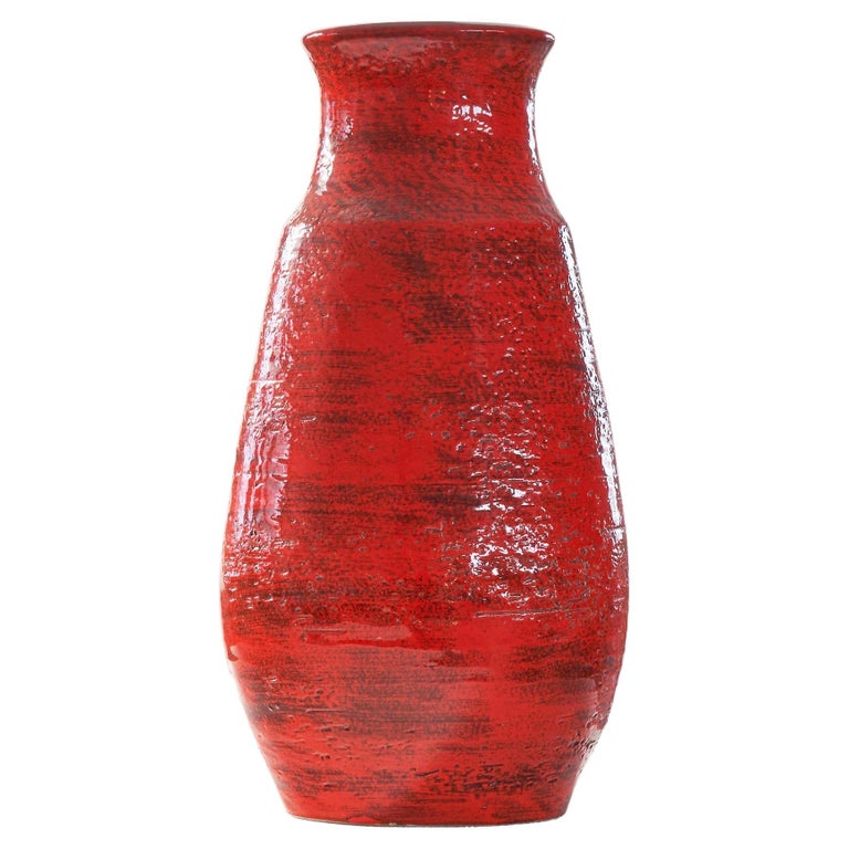 Very Large Mid Century Studio Pottery Vase in Bright Red, 1960s For