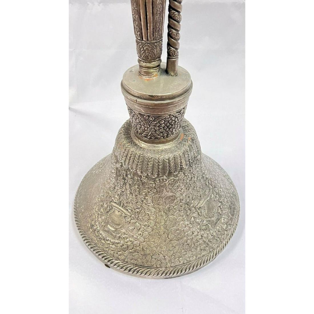 Very large (52 in, 132 cm) silverplate hookah with exceptional repousse designs.